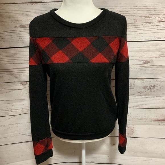 NWOT 12 PM By Mon Ami Buffalo Plaid Sweater - Picture 2 of 7